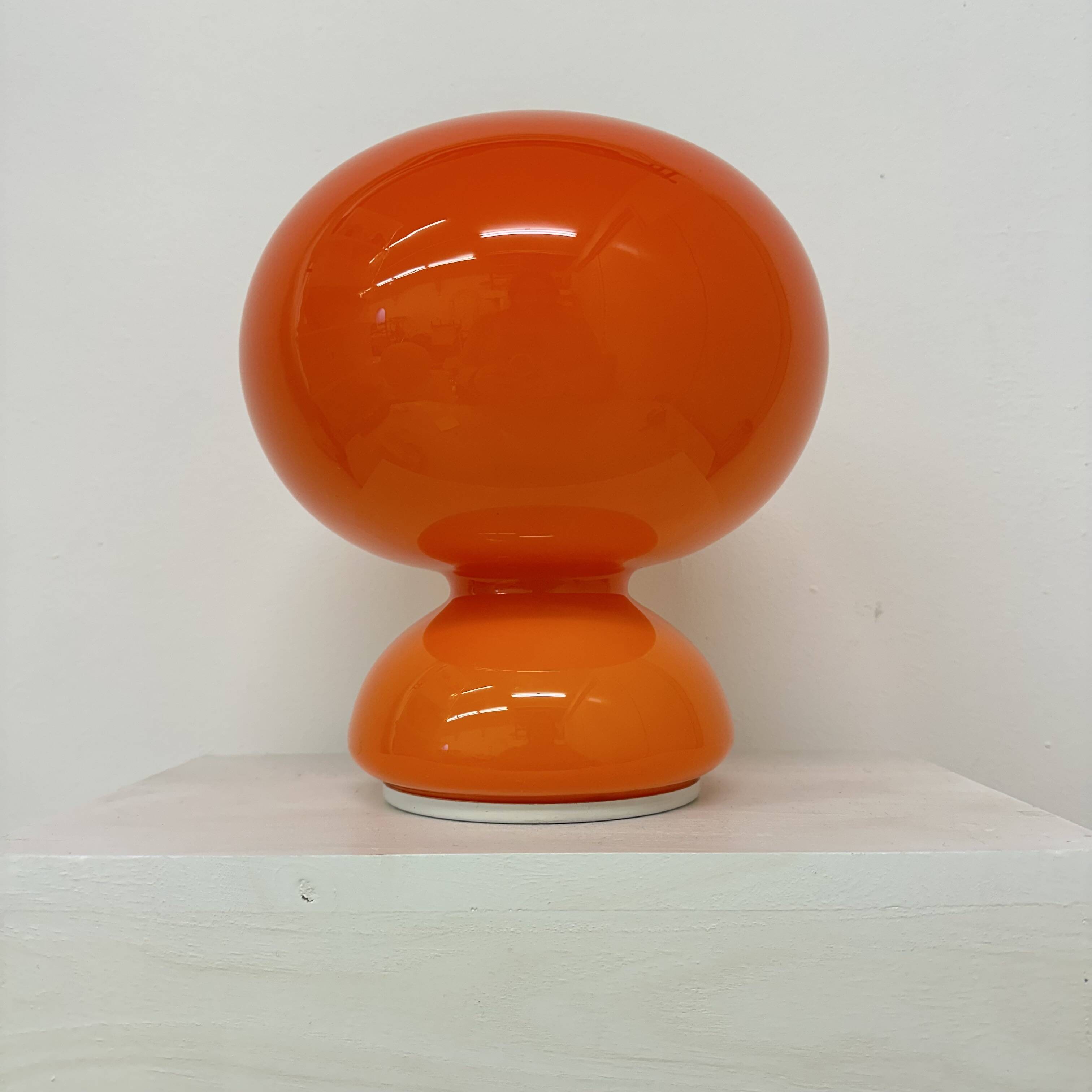 Space age orange glass table lamp , 1970s