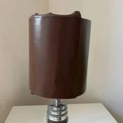 Vintage Chrome and Leatherette Lamp Base Roche Bobois 1975