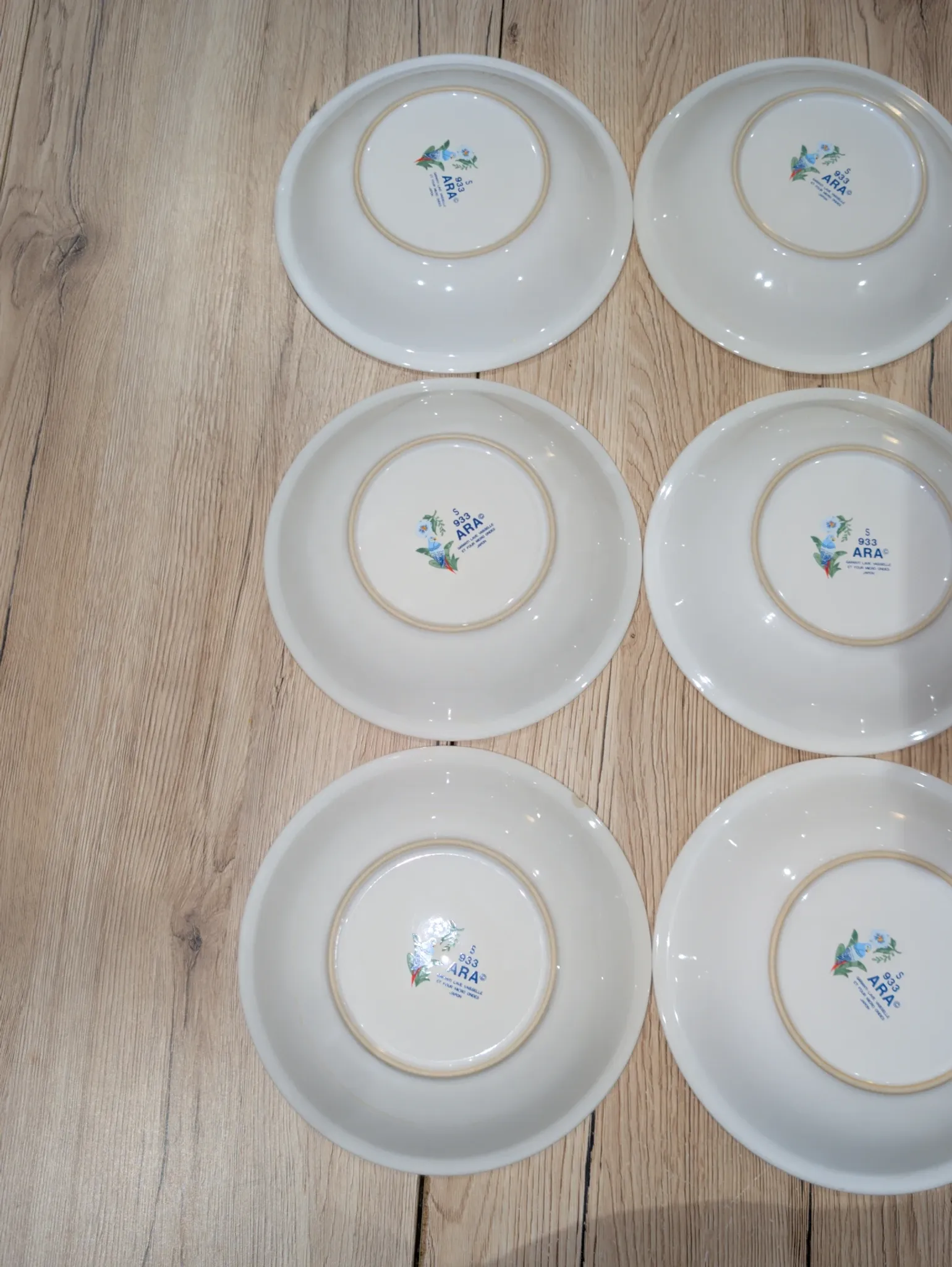 Lot 9 Deep Plates Porcelain Japan ARA S 933 Parrot & F Decor