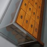 Vintage British maple & oak haberdashery cabinet or shop counter, 1930s