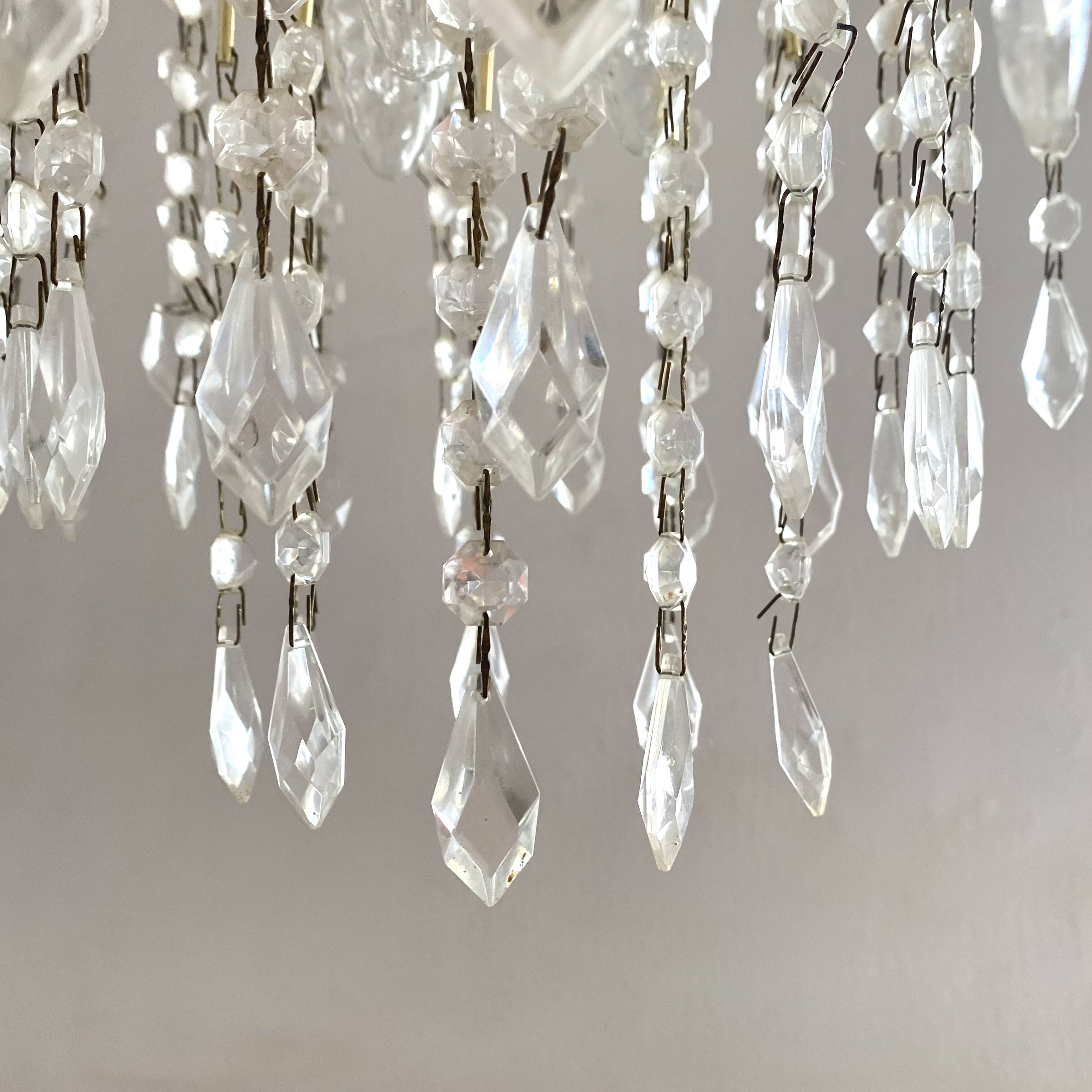 Vintage Italian waterfall chandelier with tassels