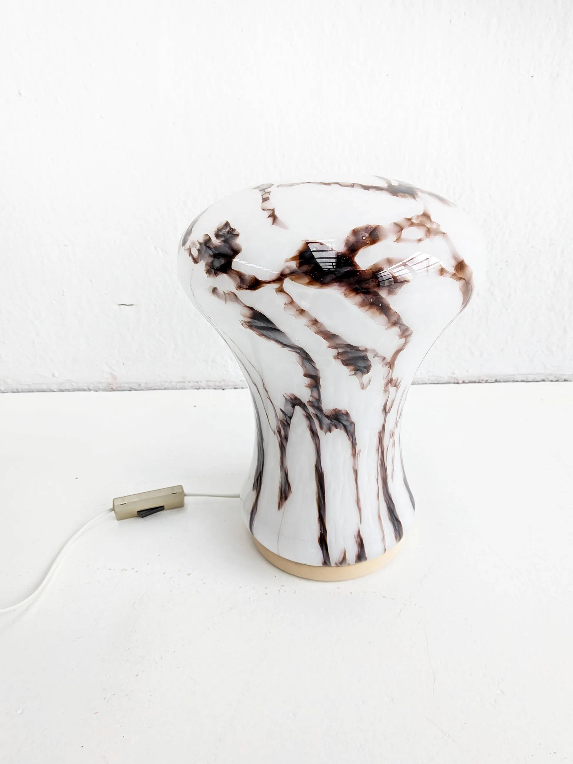 Marble effect table lamp by Ivan Jakeš for Sklarny Rapotin 1960s