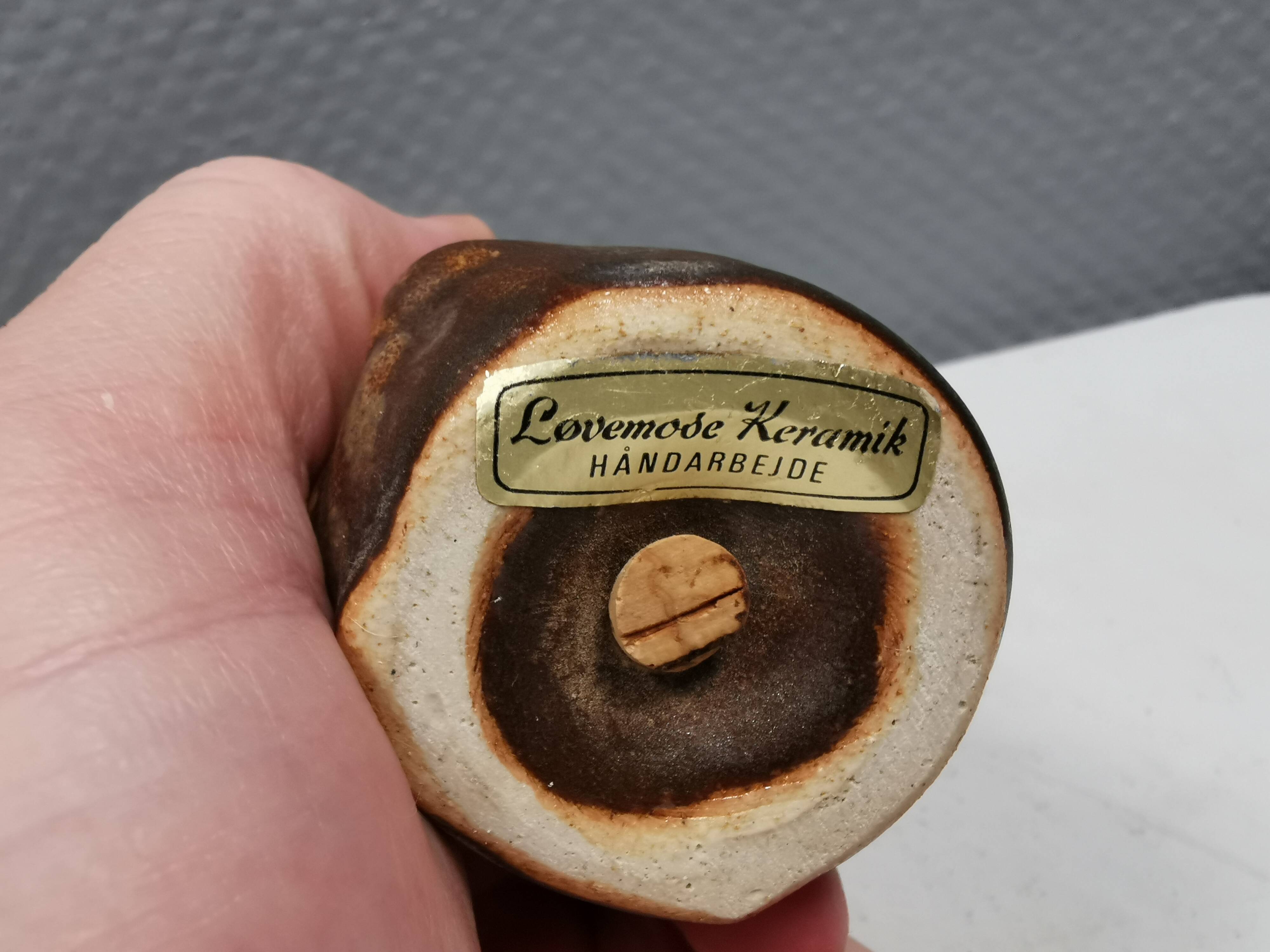 Salt and pepper shaker set in ceramic from Danish Løvemose 1970s.