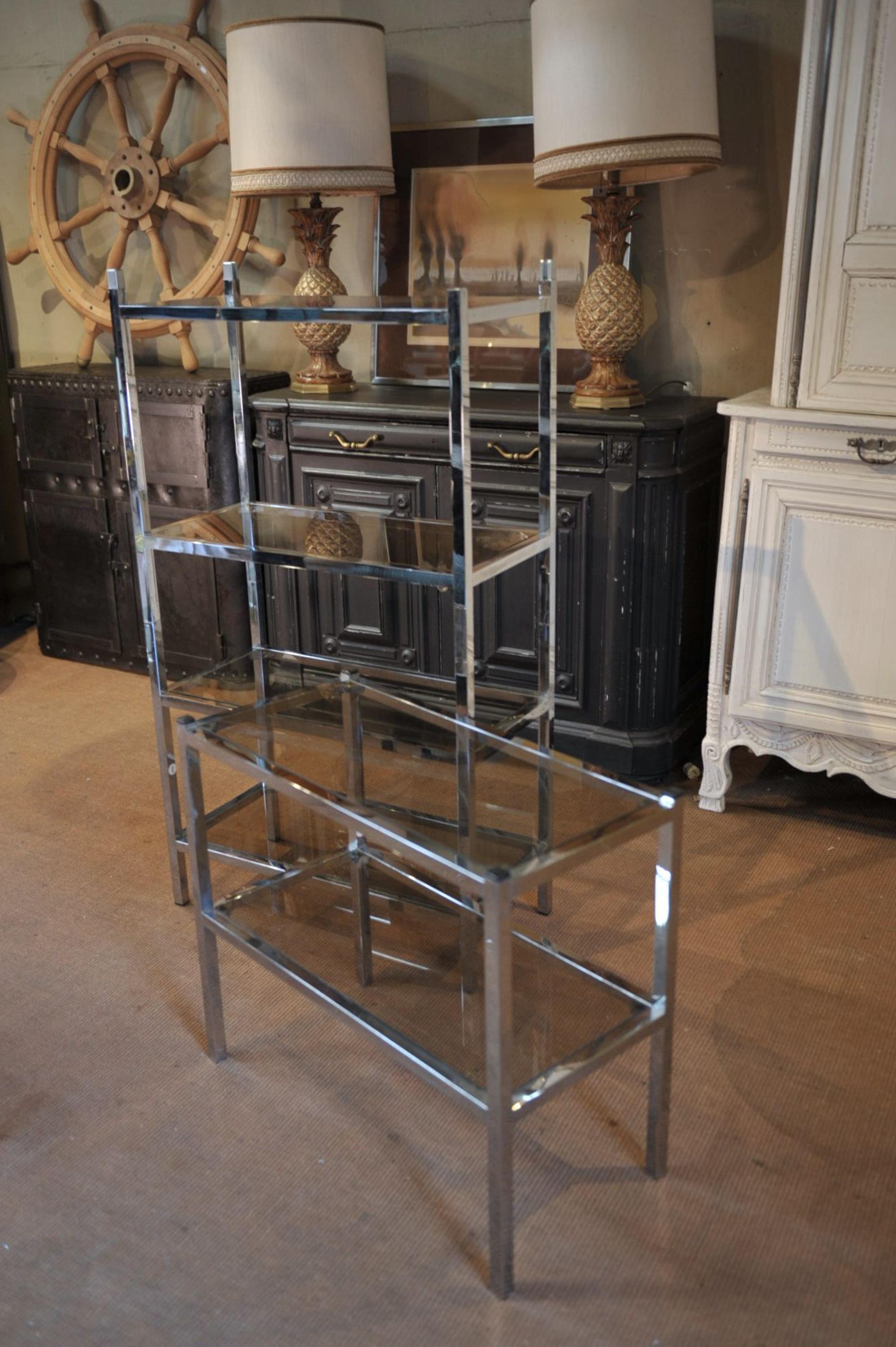 1970 chrome metal design shelf