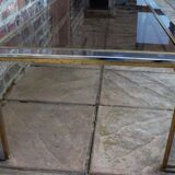 Table de salon en chrome, laiton et verre