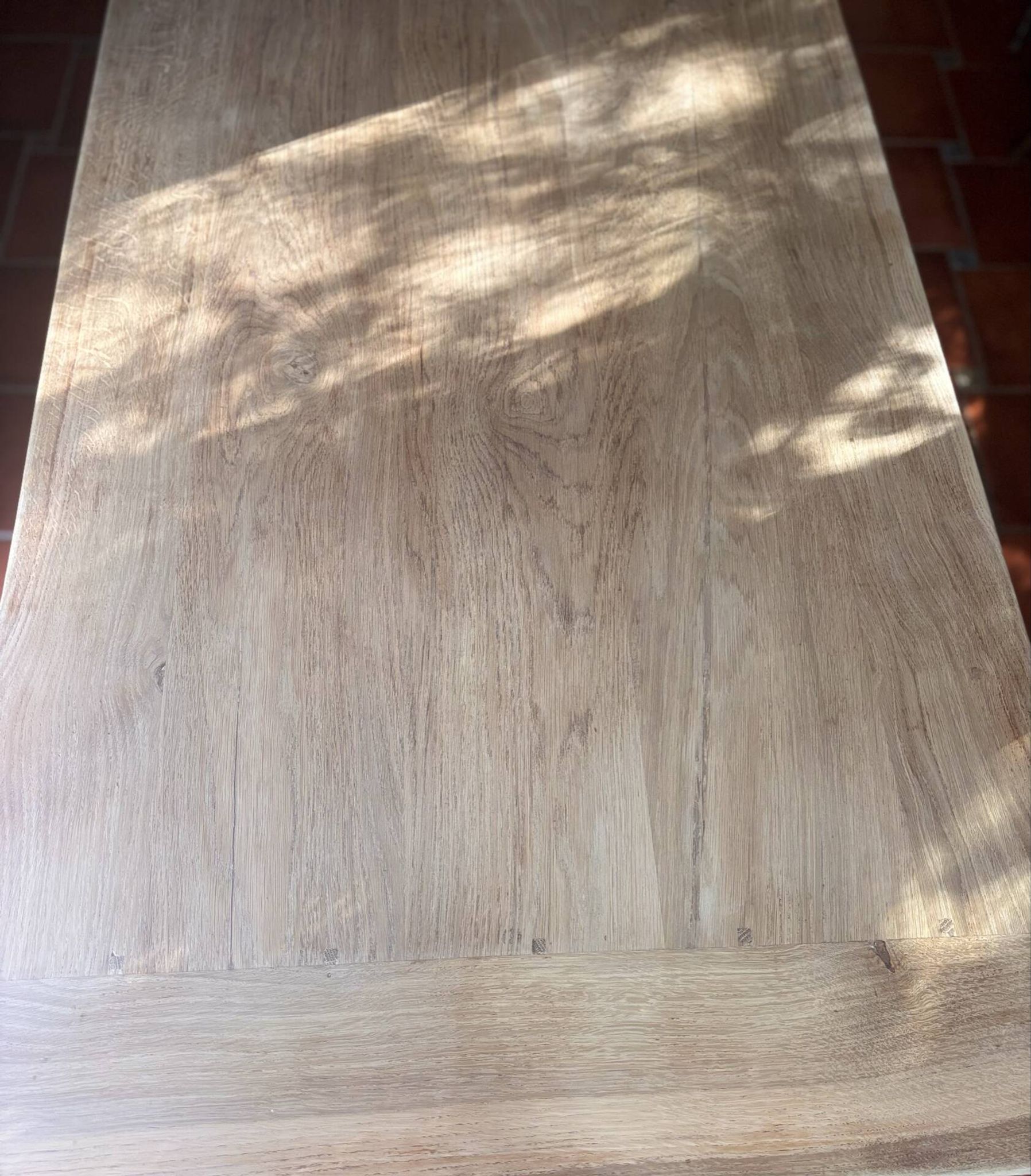 Large Restored Solid Oak Dining Table – Whitewashed Finish