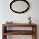 Miroir mural ovale édouardien avec bord biseauté
