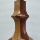 Turned wooden lamp and vintage wood inlay