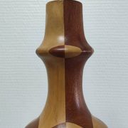 Turned wooden lamp and vintage wood inlay