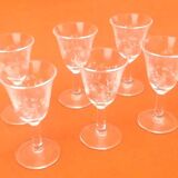 1970s 6 engraved "Tulip" glasses