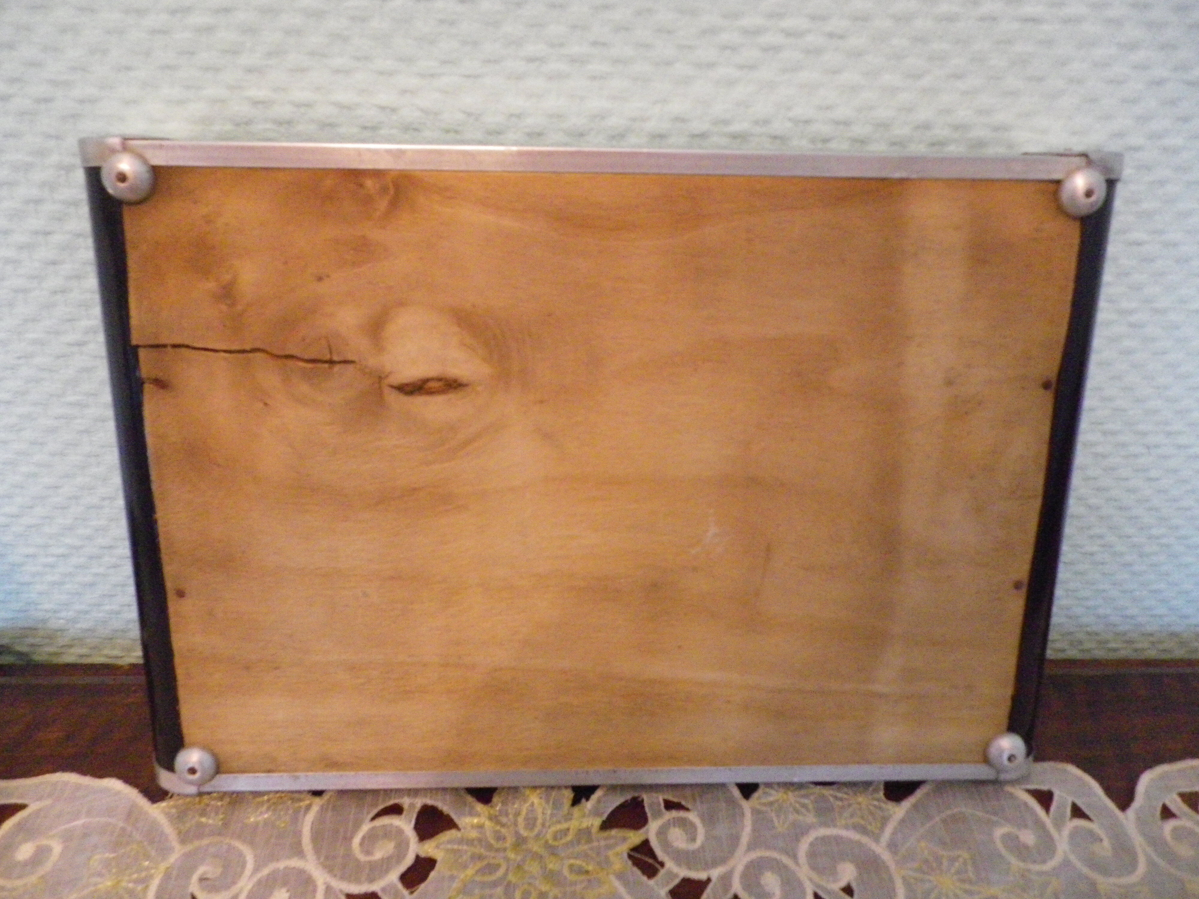 Mirror art deco tray in metal, wood 60