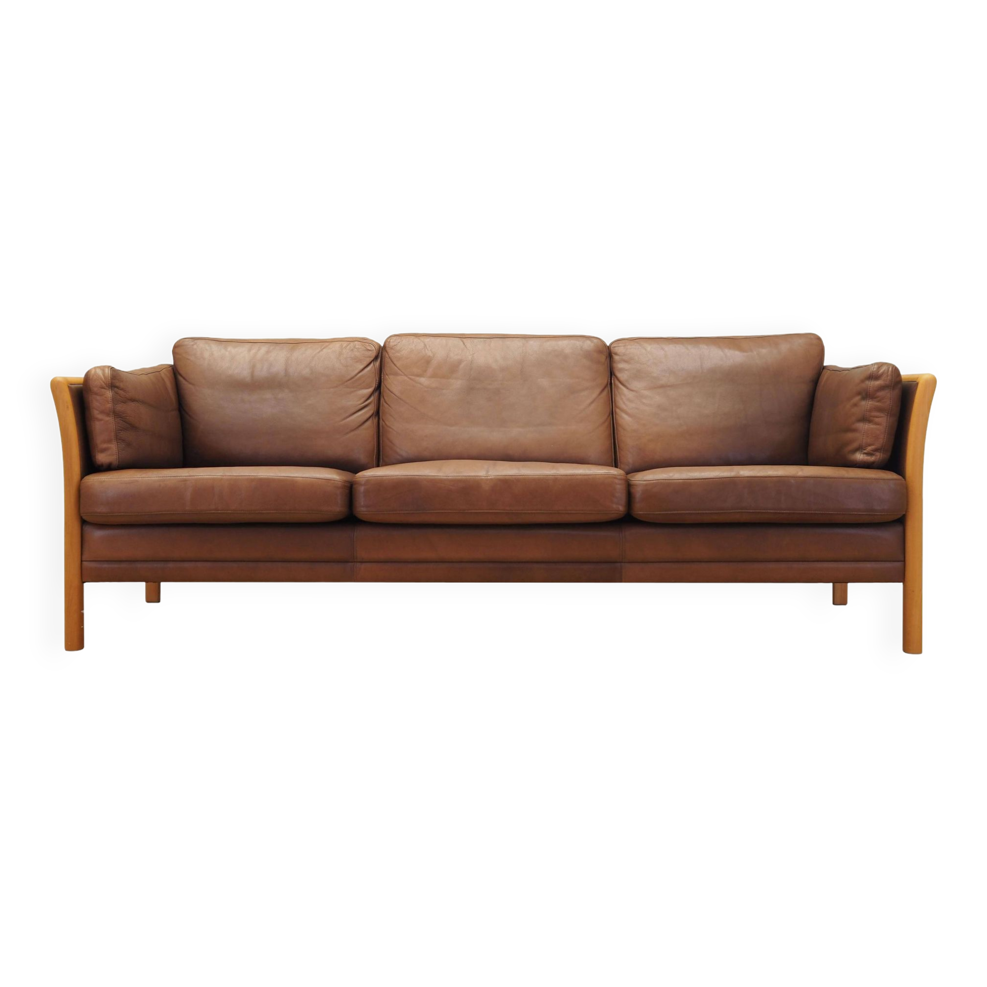 Brown leather sofa, Danish design, 1970s, production: Denmark