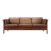 Brown leather sofa, Danish design, 1970s, production: Denmark
