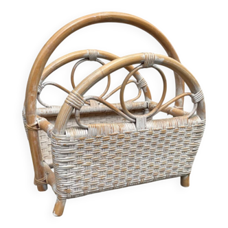 Vintage wicker magazine rack