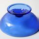 Blue Pressed Glass Pedestal Bowl with Stars Pattern / Italy / 2000s