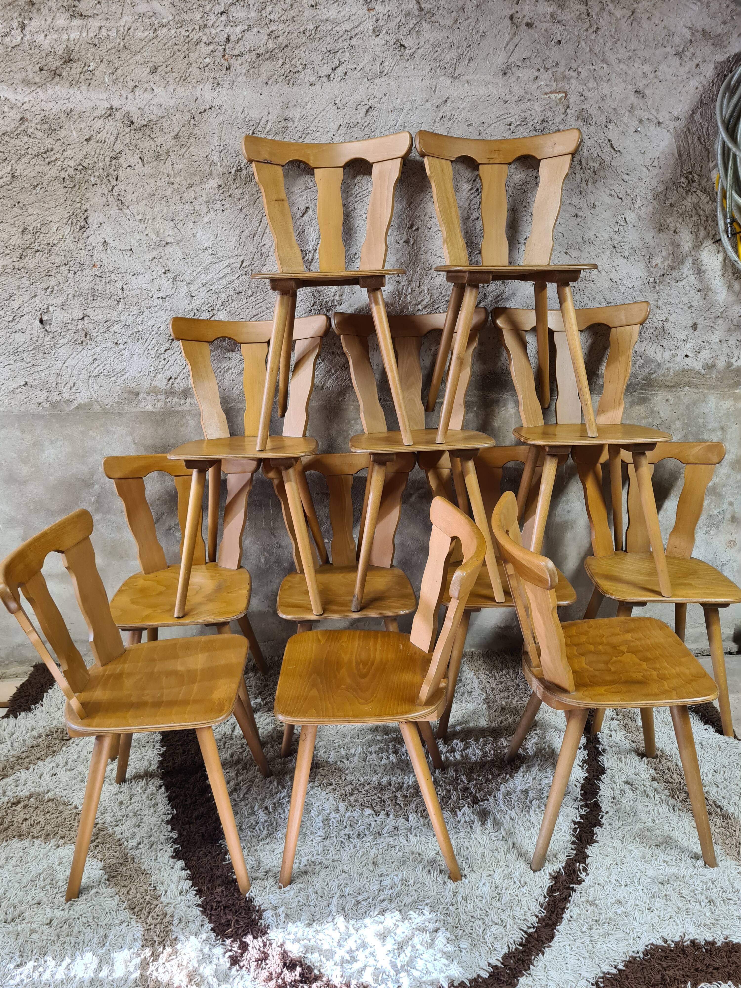 Set of 12 vintage Baumann 1970 bistro chairs
