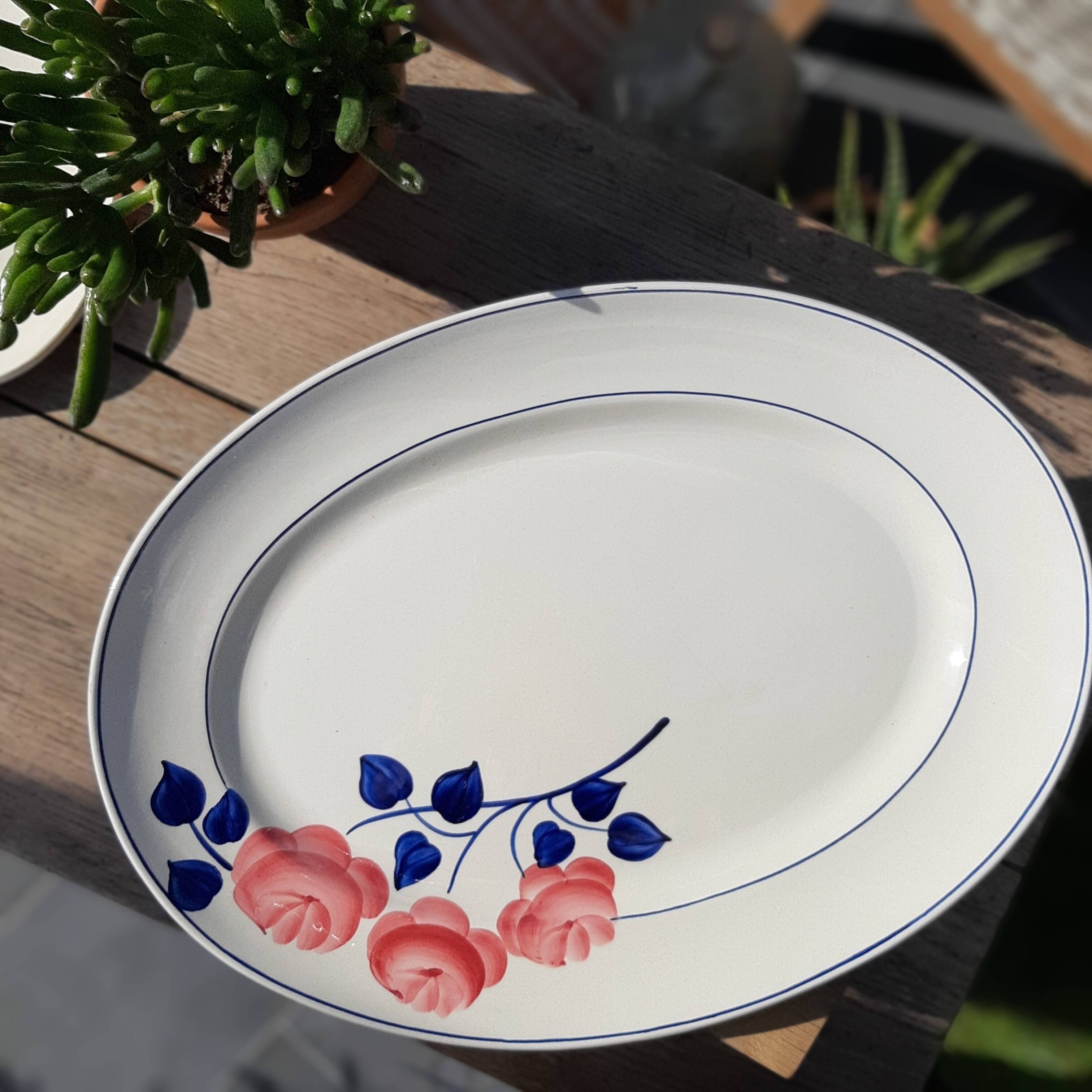 Oval dish HBCM decoration flowers