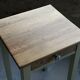 Restored antique oak bedside table - almond green and natural varnished wood