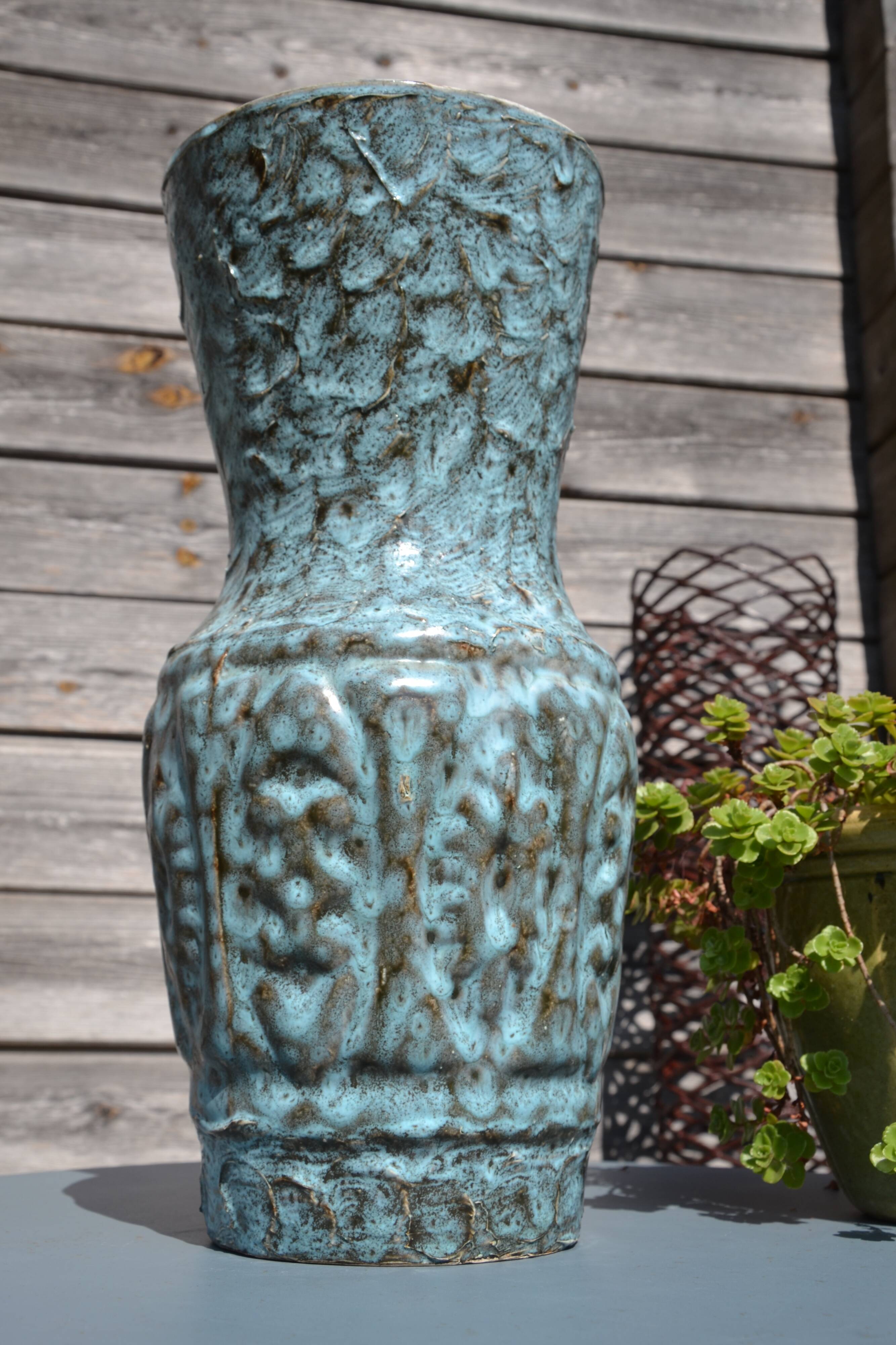 Large Vallauris vase "sea foam" H 41.5 cm
