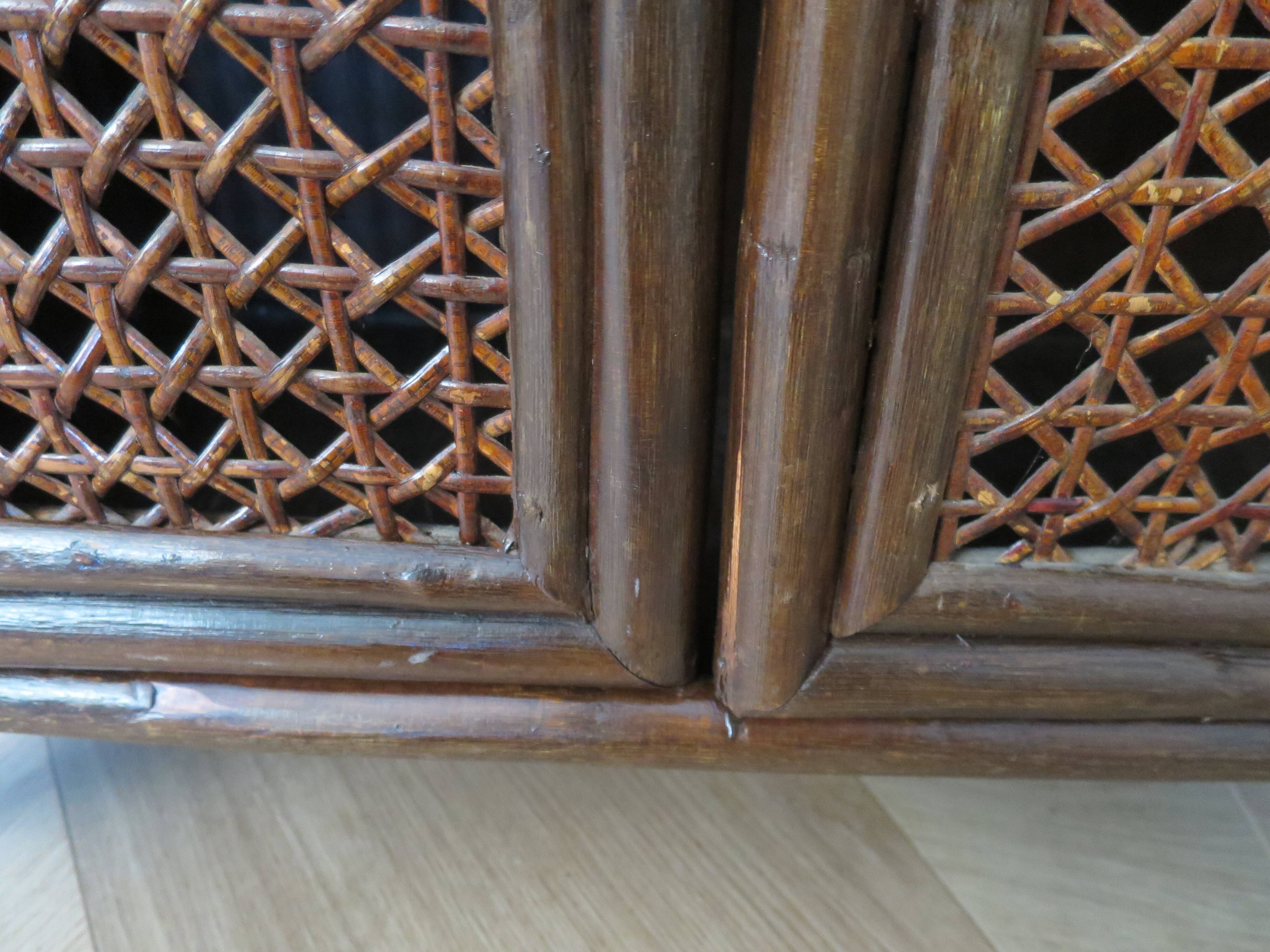 Retro-vintage-Low sideboard-library - cane-wood-rattan-1960s