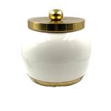 Hollywood regency white ceramic bucket, Italy, ca. 1970