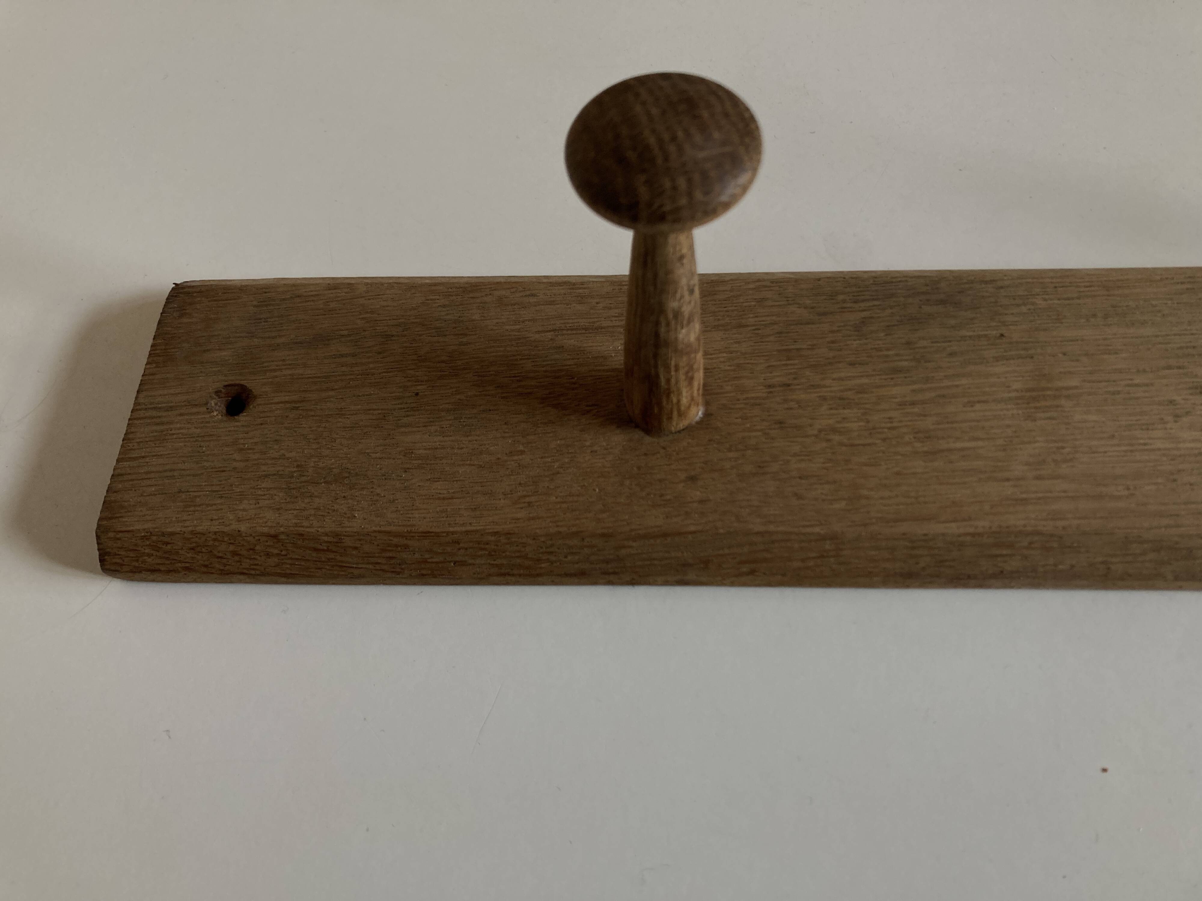 Modernist oak wall-mounted coat rack L53.5cm