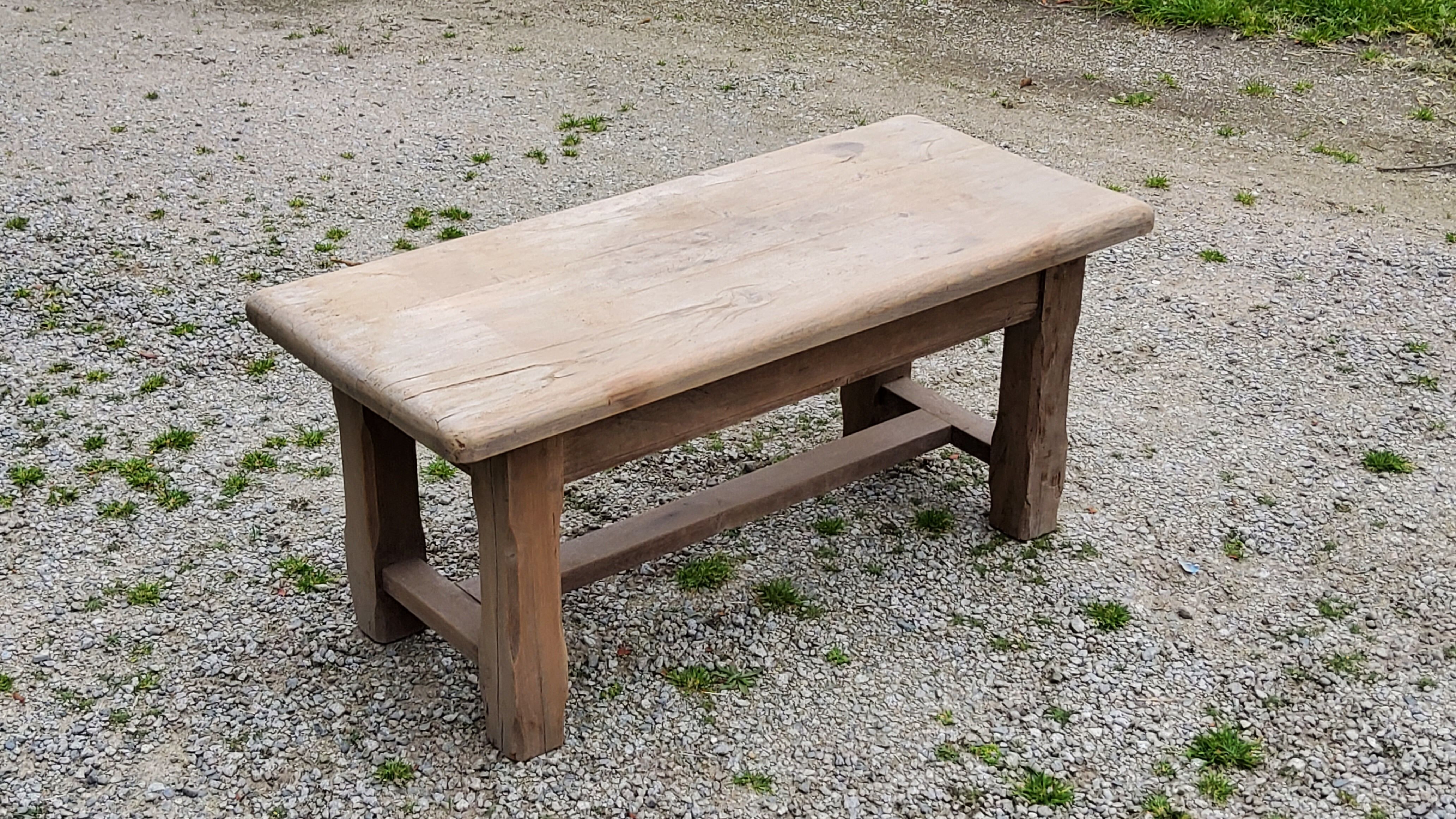 Old brutalist oak farmhouse coffee table