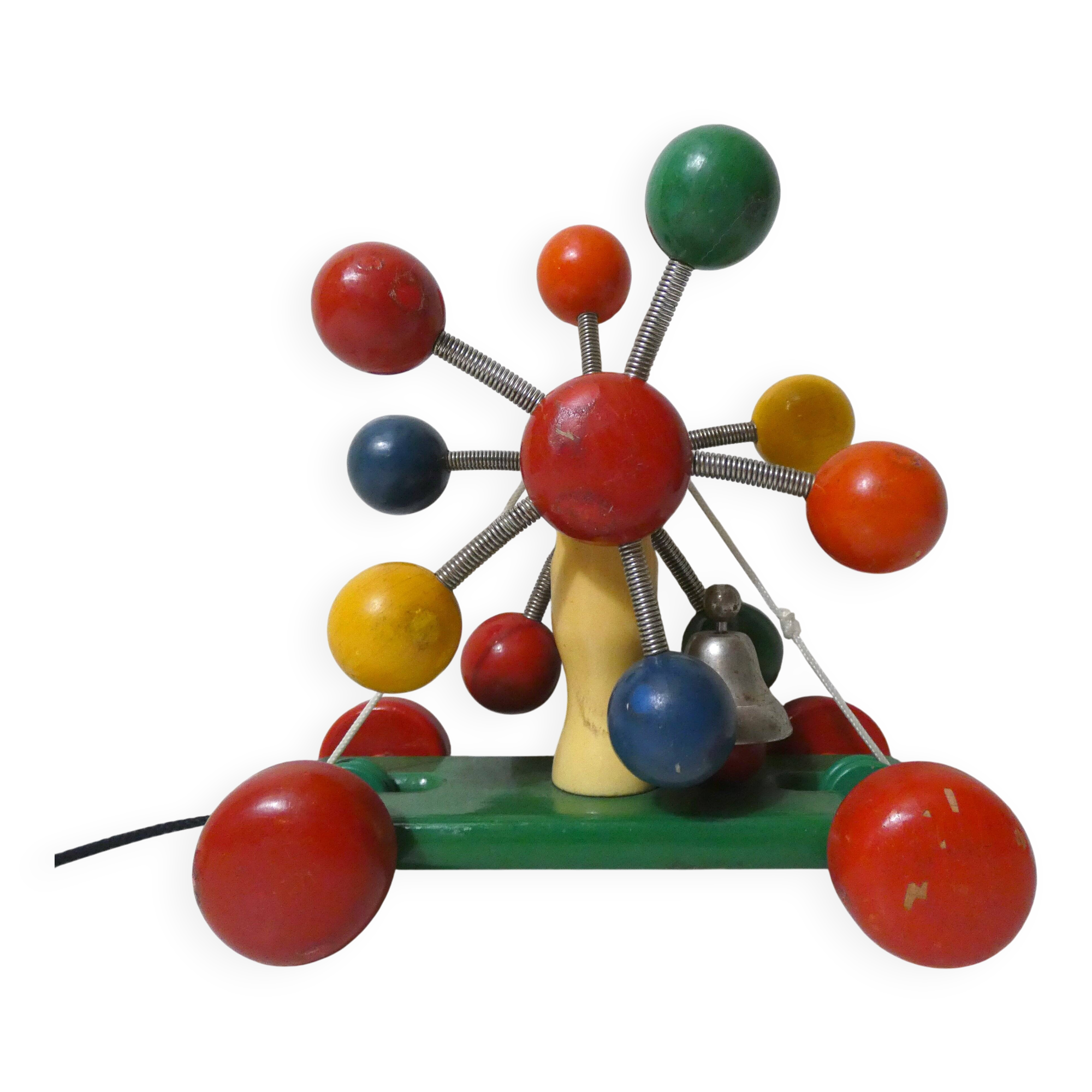 KOUVALIAS vintage wooden pull toy spoutnik multicolour balls