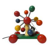 KOUVALIAS vintage wooden pull toy spoutnik multicolour balls