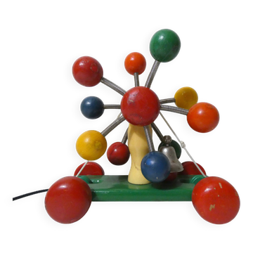KOUVALIAS vintage wooden pull toy spoutnik multicolour balls