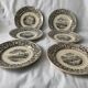6 assiettes à dessert anciennes Vieillard et Johnston Bordeaux XIXème siècle Médoc et ses châteaux