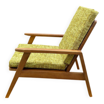 Fauteuil scandinave teck et tissu
