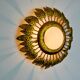 Sun wall lamp by ferro arte, metal and gold leaf and opaline glass, Spain, 1960