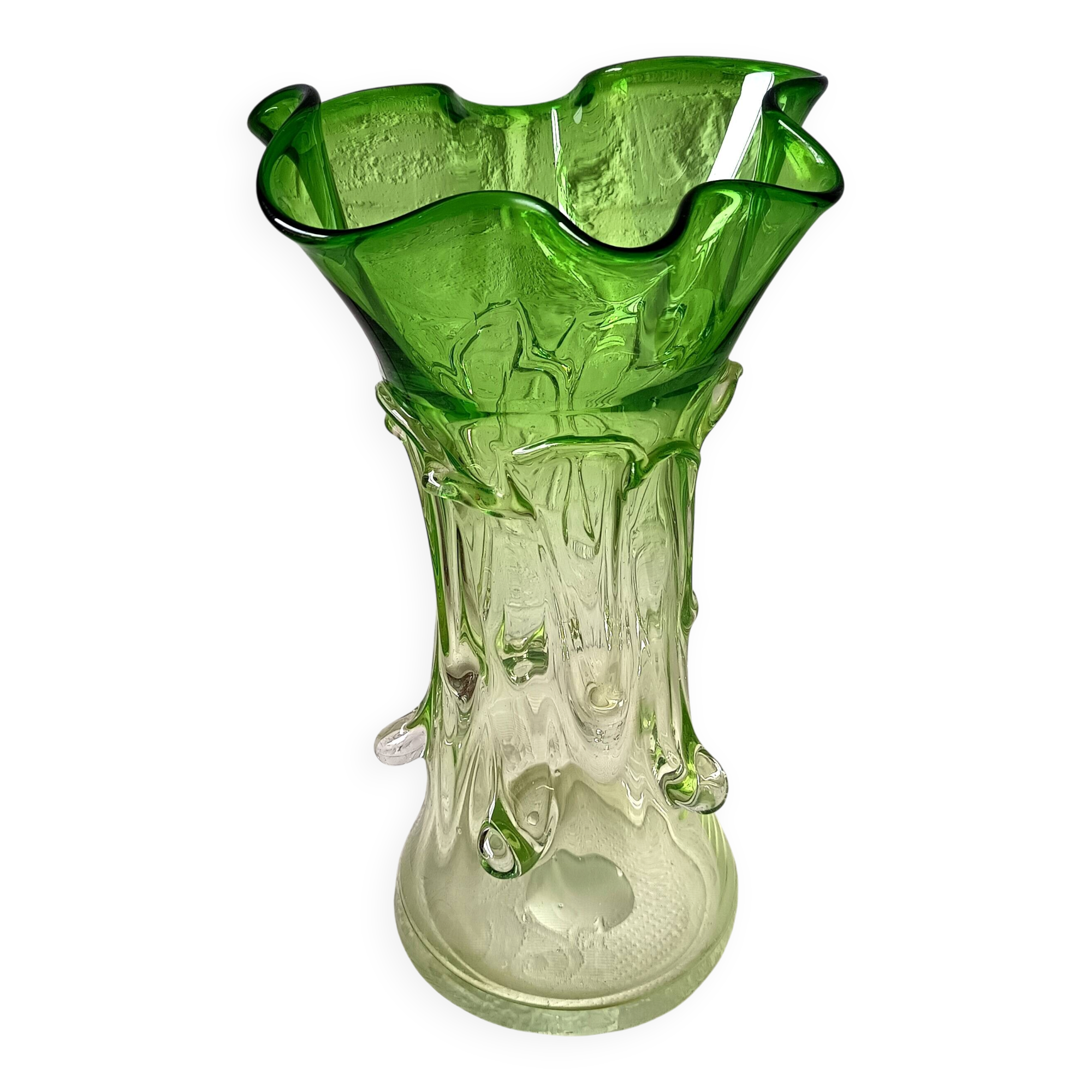 Grand vase verre vert vintage