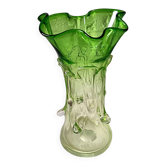 Large vintage green glass vase