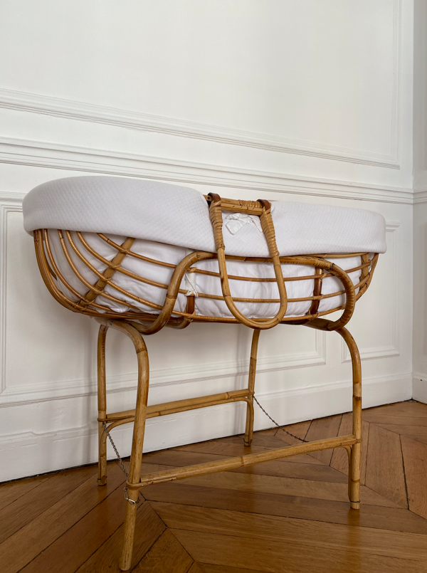 Berceau couffin osier vintage