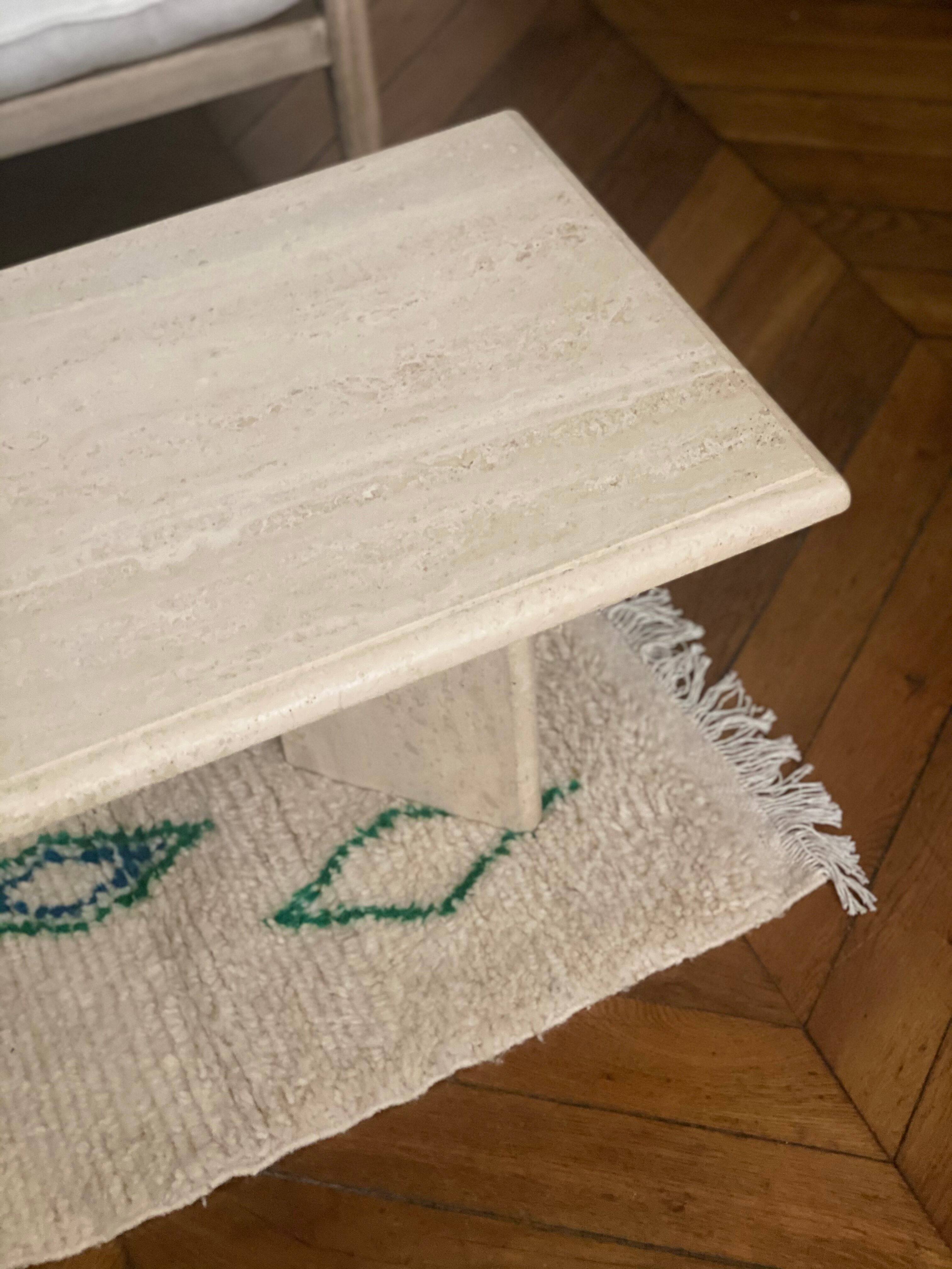 Vintage ecru rock stone coffee table