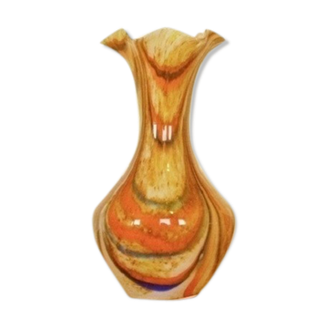 Vase en verre chamarré vintage années 60/70