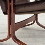 1970s, Norwegian armchair by Jon Hjortdal, furniture leather, bent wood.