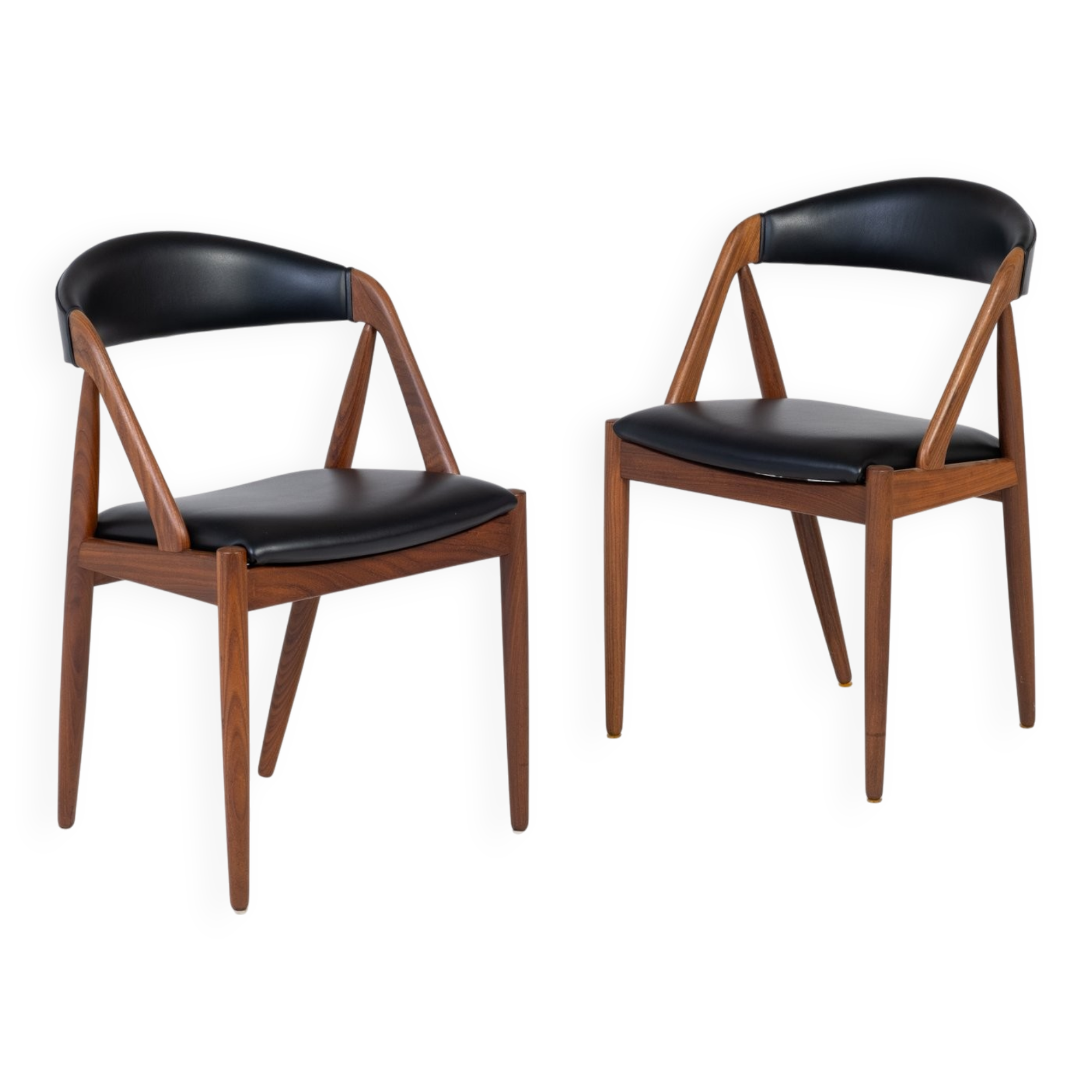 Leather Chairs in Teak by Kai Kristiansen, Denmark, 1960s, Set of 2