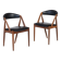 Leather Chairs in Teak by Kai Kristiansen, Denmark, 1960s, Set of 2