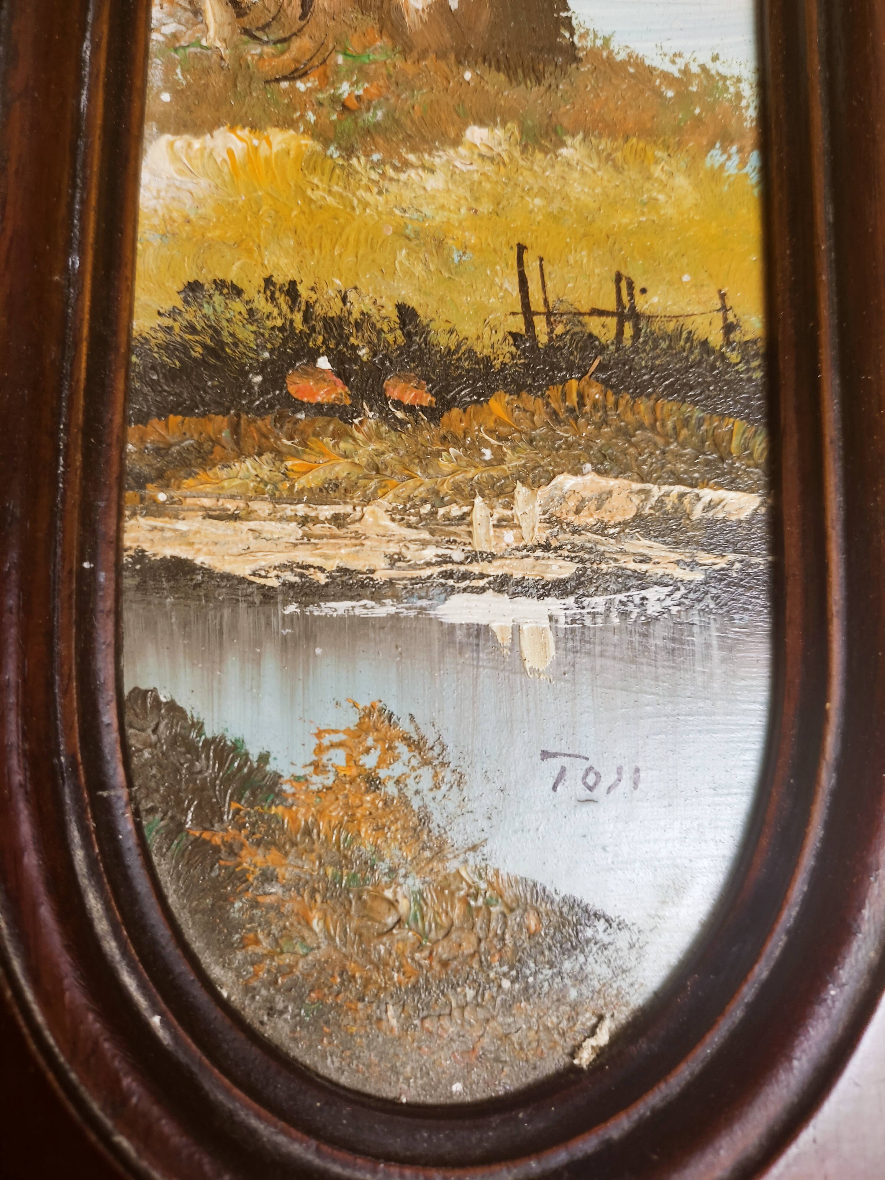 Wooden key box with landscape