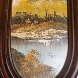 Wooden key box with landscape