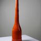 Bright orange mid-century decorative bottle lamp base glazed pottery.