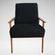 Vintage Mid Century Reupholstered Armchair in Black Fabric