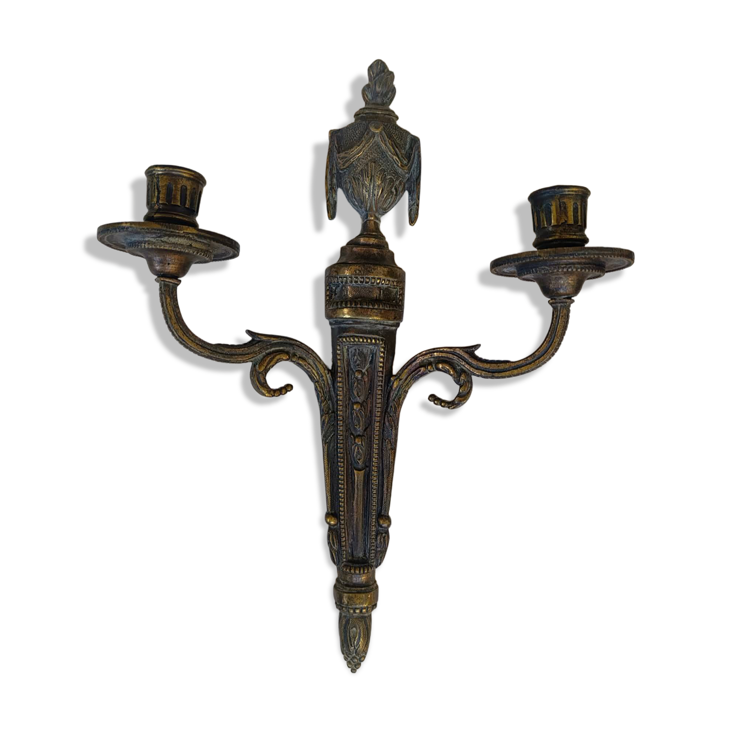 Set of 2 antique bronze wall sconces