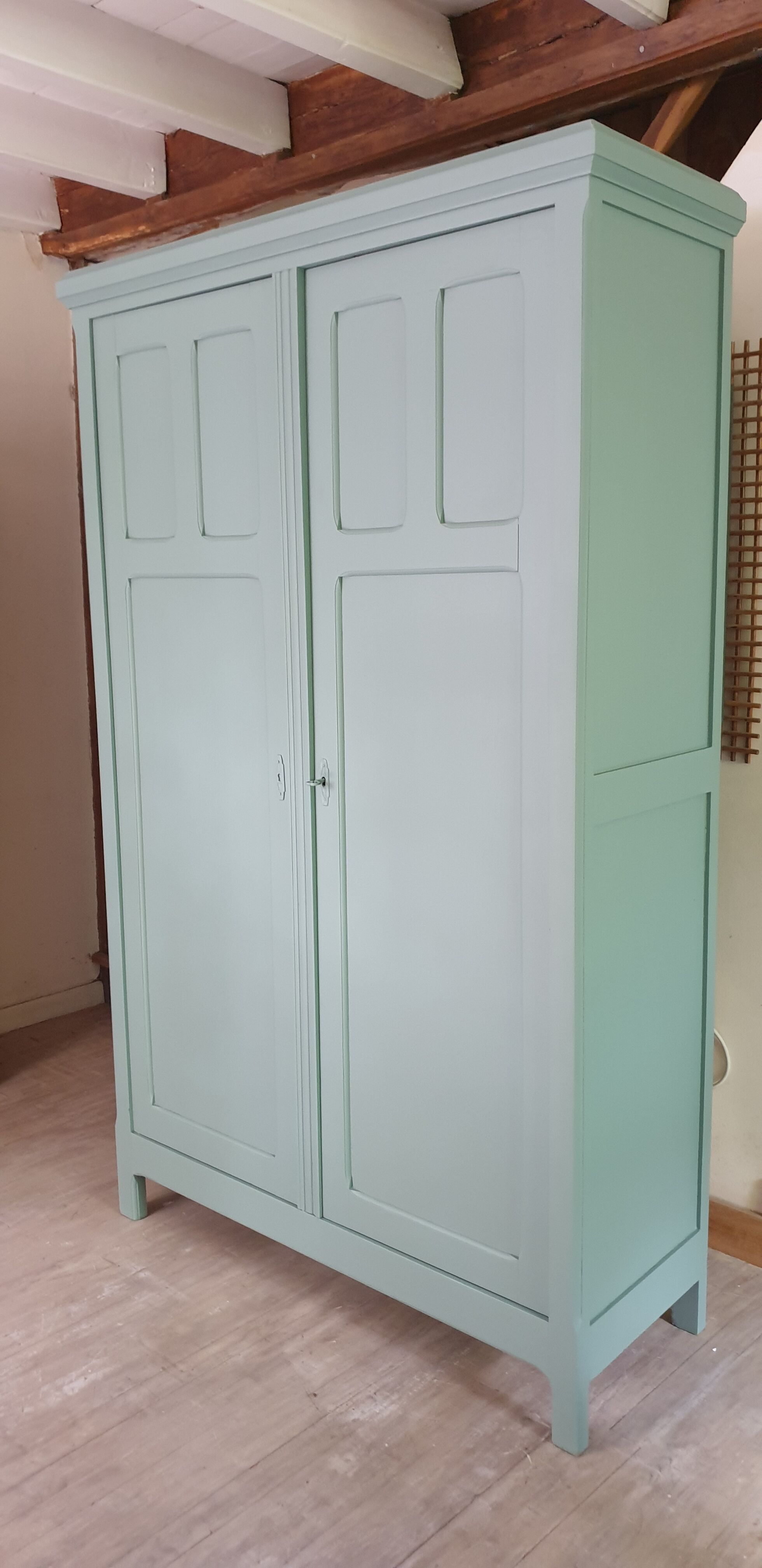 Green Parisian wardrobe of solid wood grey