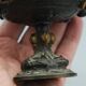 Bronze pedestal bowl with leaf decoration