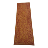 Ancien tapis brodé d'entrée de couloir passage intérieur coton