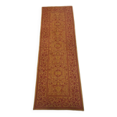 Ancien tapis brodé d'entrée de couloir passage intérieur coton